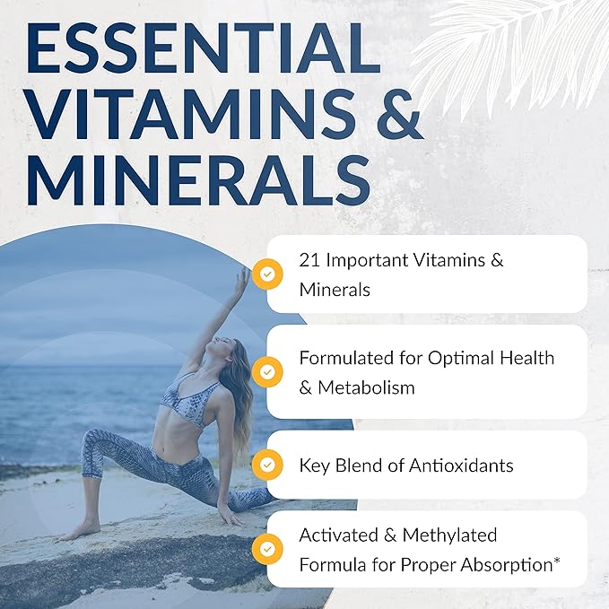 Equilife Daily Activated Multivitamin 21 Essential Nutrients with B Complex Antioxidant Formula for Overall Wellness Gluten-Free Non-GMO 120 Capsules