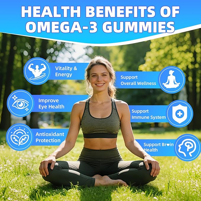 Vegan Omega-3 Gummies 500mg Omega 3 Fish Oil Alternative for Adults with Plant-Based EPA &amp DHA &amp Vitamin A C E for Brain Eye &amp Immune Health Sugar Free Mango Flavor 120 Count