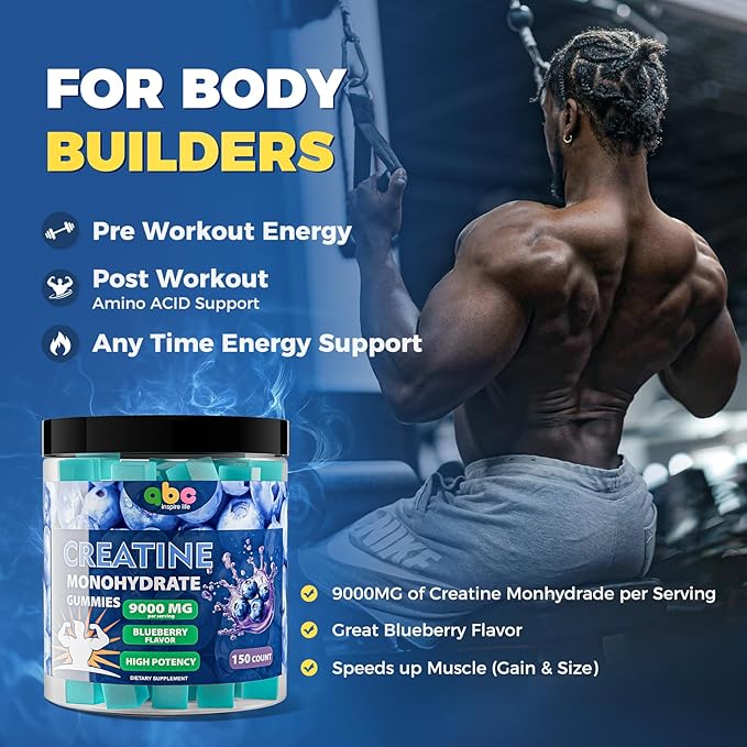 Creatine Monohydrate Gummies 9000mg for Men Vitamin B Complex Gummies for Adult