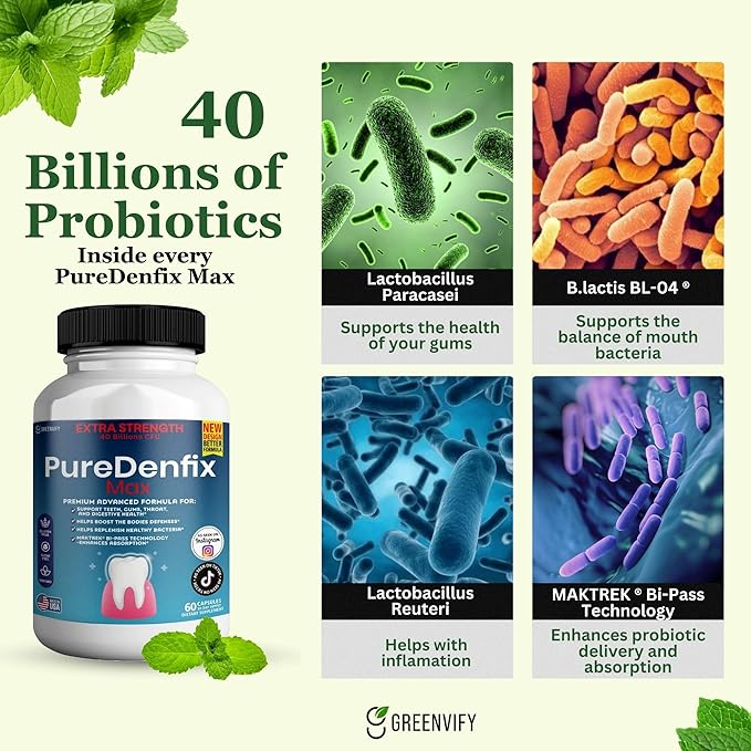 – Extra Strength Probiotic Supplement with 40 Billion CFU – Supports Teeth Gums Ear Nose Throat &amp Digestive Health – 60 Capsules (1)