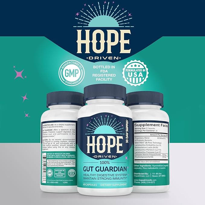 Gut Guardian Probiotic Supplement 60 Billion CFU with Prebiotics - Probiotics for Women - Probiotics for Men - Formulated for Digestive Health Digestive &amp Immune Support - 60 Capsules