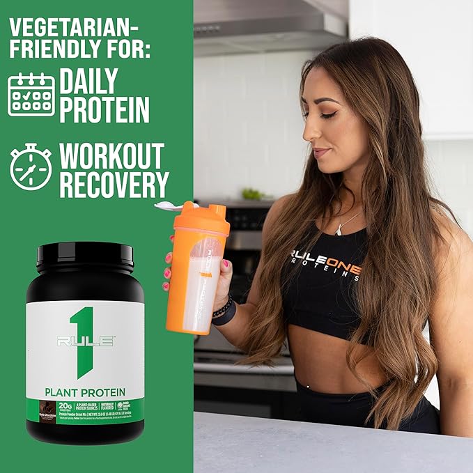 Rule 1 Plant Protein - Vegan Gluten-Free Dairy Free &amp Soy Free Protein Powder with 20g Protein per Serving (20 Servings Pure Vanilla)