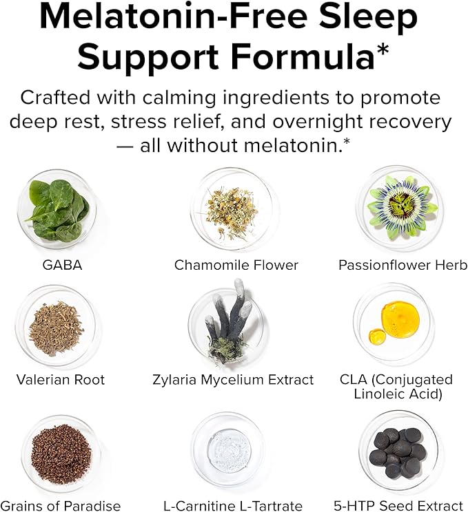 Night Shred Black Melatonin-Free Nighttime Fat Burner and Sleep Support Supplement - GABA Complex with Ashwagandha CLA Grains of Paradise and Zylaria - Thermogenic Fat Burner - 90 Vegan Capsules