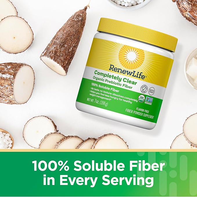 Renew Life Adult Completely Clear Organic Prebiotic Keto Friendly Fiber Powder 7 oz. (Package May Vary)