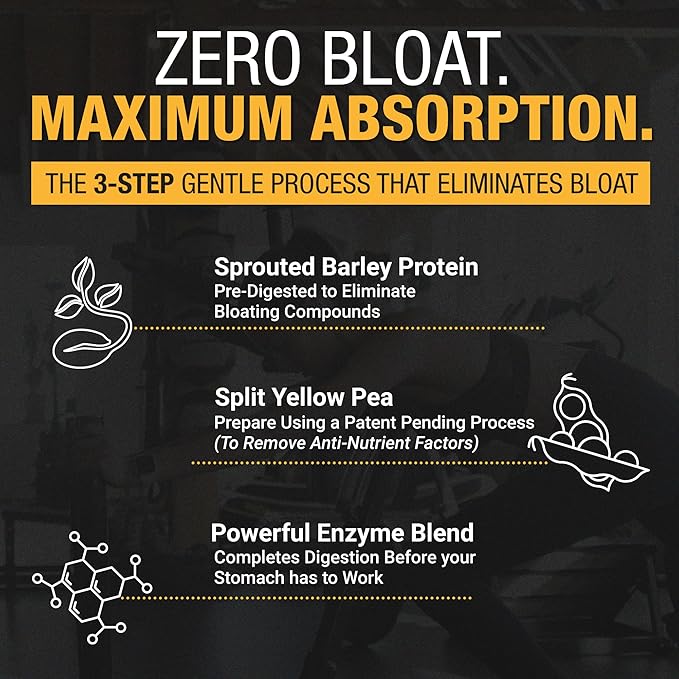 Plant-Based Protein Powder for Men and Women – 30g Complete Plant Protein and 3g Leucine Zero Bloat Gourmet Cocoa Smooth Texture Dark Chocolate 15 Servings - Scoop Not Included