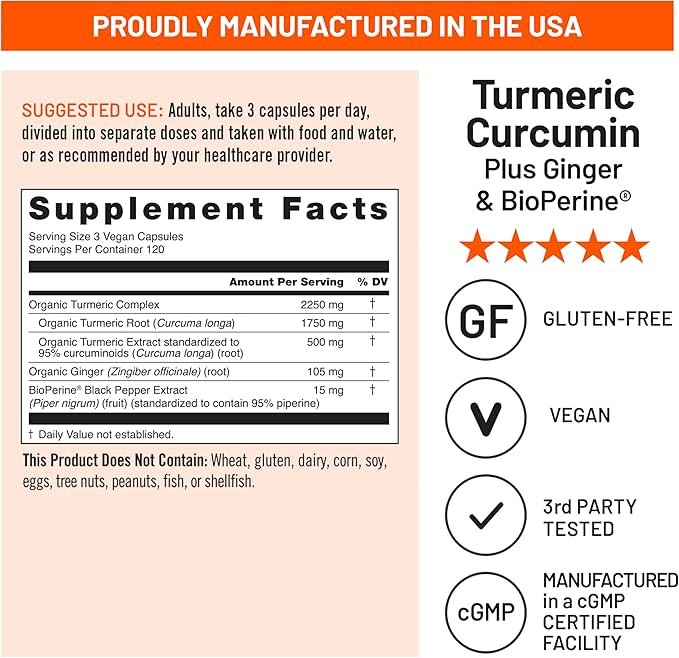 NatureWise Curcumin Turmeric 2250mg - 95% Curcuminoids &amp BioPerine Black Pepper Extract for Advanced Absorption - Daily Joint and Immune Health Support - Vegan Non-GMO 360 Count[120-Day Supply]