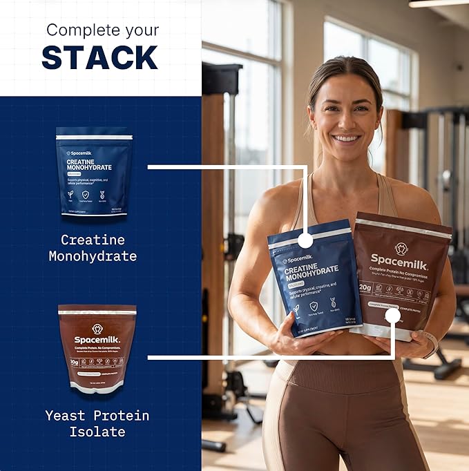Spacemilk Vegan Non-GMO Creatine Monohydrate Micronized Powder Unflavored 5g Serving 100 Servings