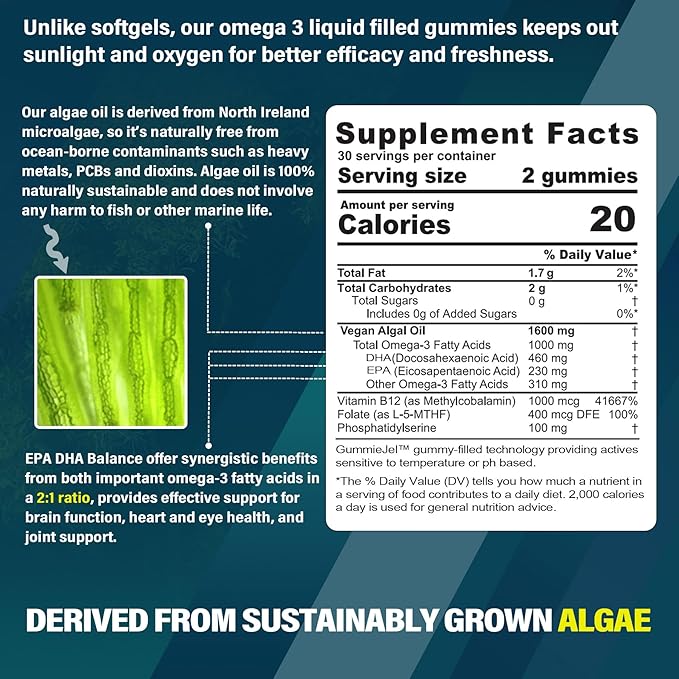 Algae Omega 3 Gummies + Marine Algae Calcium Gummies Bundle