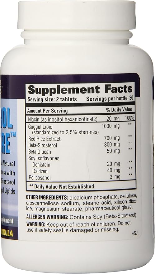 Cholesterol Care Supplement – All Natural Cholesterol Health Support Formula (3 bottles/180 Tablets)