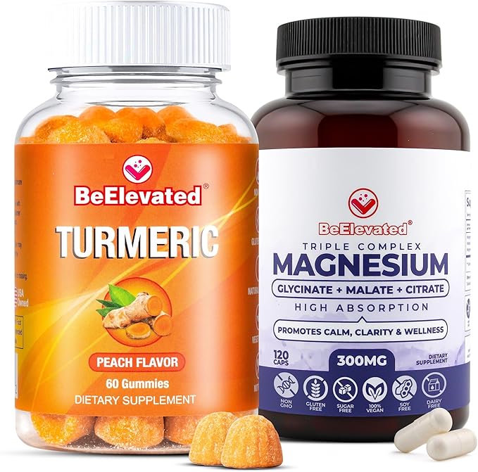 Ginger and Turmeric Supplement Gummies Bundle with Triple Magnesium Complex – Plant-Based Support for Joints Sleep and Daily Balance – Vegan Non-GMO (2 Items)