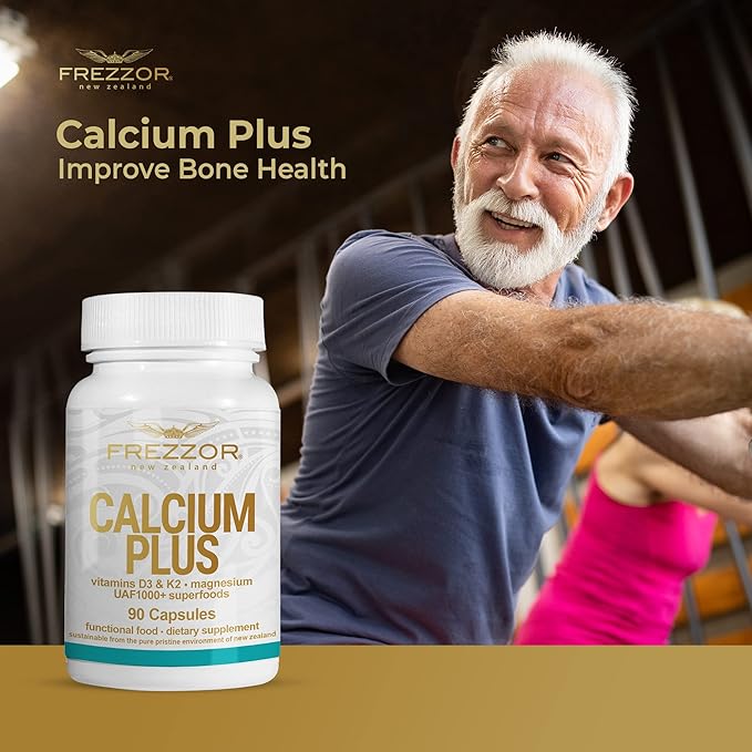 FREZZOR Calcium Plus with UAF1000+ Super Antioxidant for Bones Health &amp Bone Density Supports Healthy Body Weight Optimal Ratio of Essential Bone Building Minerals NZ Made 540 caps 6 Month Su