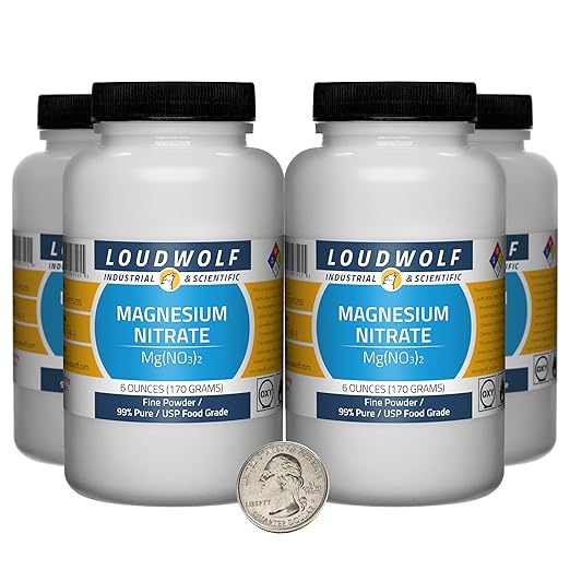 Magnesium Nitrate / 1.5 Pounds / 4 Bottles / 99% Pure USP Food Grade/Fine Powder