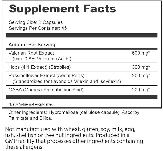 BIOACTIVE NUTRIENTS Zzz's Botanical Sleep Aid - with GABA L-Theanine Lemon Balm Valerian Root and Ashwagandha Root - Super Greens Ashwagandha Capsules Mens and Womens Vitamins (90 Capsules)*