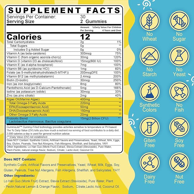 Sugar Free Kids Magnesium Gummies 2 Pack + Kids Multivitamin Gummies 1 Pack