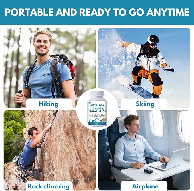 Altitude Sickness Prevention - Altitude Pills for Ski Hike &amp Mountain Trips - with Vitamin C &amp Ginkgo Leaf Extract for Oxygen &amp Energy Balance 100 Capsules