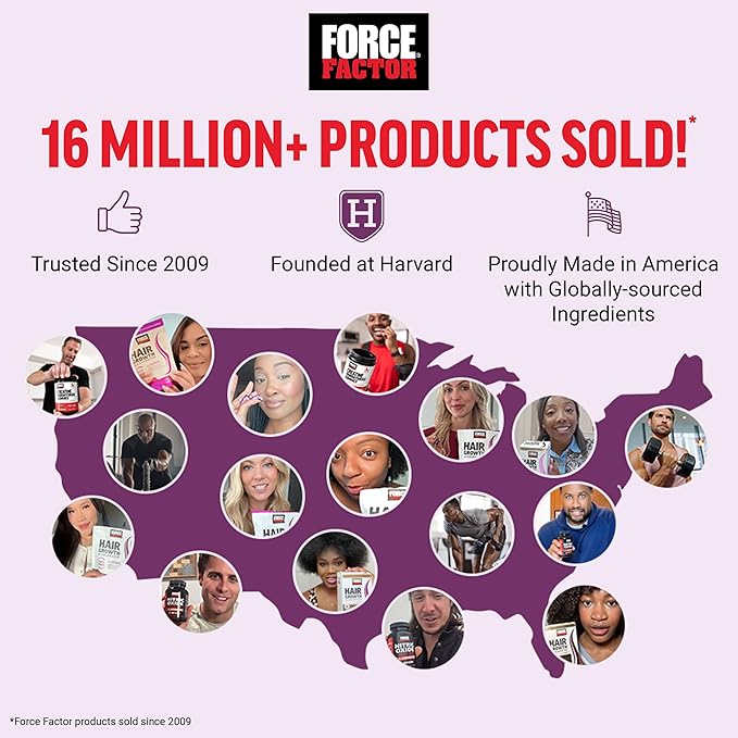 Force Factor Hair Growth Accelerator Soft Chews Hair Growth Vitamins for Women and Men with Clinically Studied Lustriva and Biotin Promotes Thicker Fuller Stronger Hair + Pumkin Seed Oil Sofgels