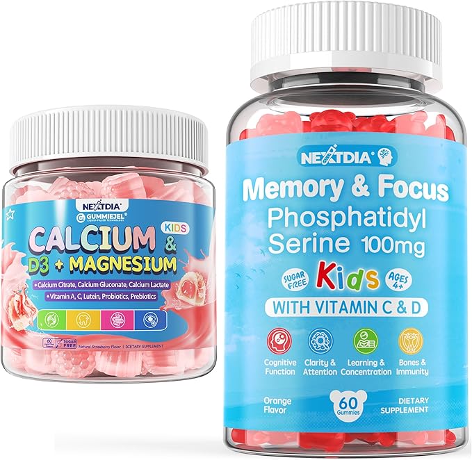 Kids Phosphatidylserine Supplement - Focus Gummies + Kids Calcium Gummies