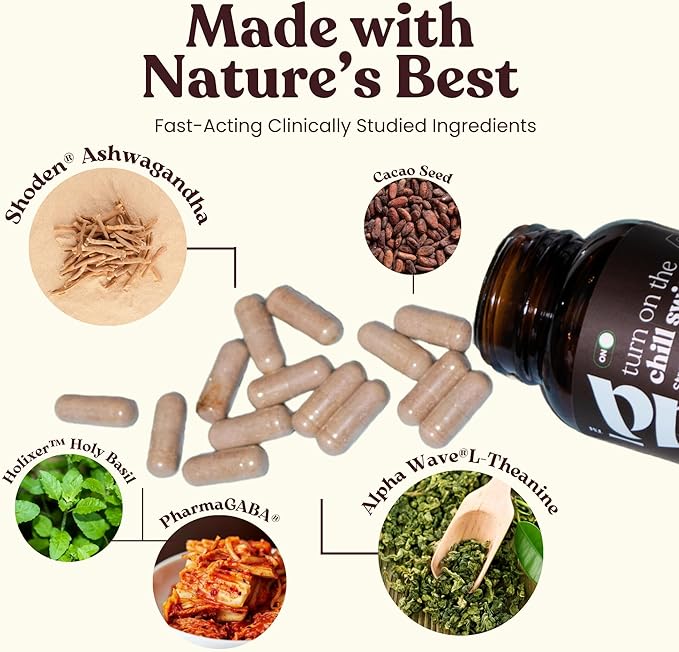 Stress Support Adaptogens (30 Servings) | Shoden Ashwagandha Holy Basil L-Theanine GABA etc | Lower Cortisol Stress Relief Healthy Brain Function Enhance Mood &amp Boost Focus