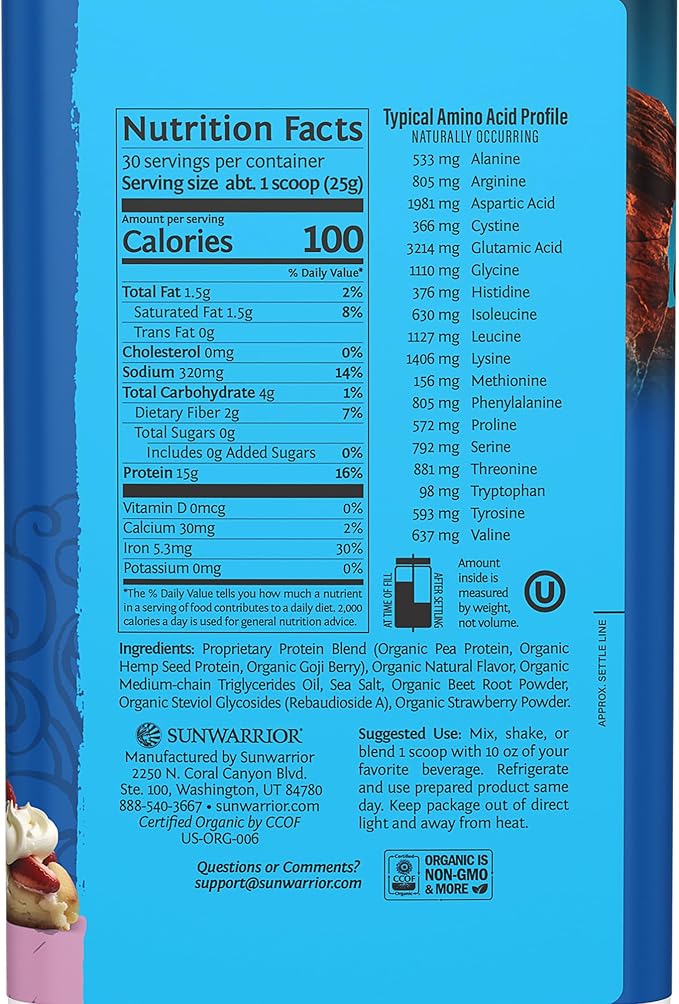 Sunwarrior Berry &amp Chocolate Organic Plant Based Protein Powder Set | Bundle &amp Save | Vegan Organic Protein Powder | Non-GMO Soy Dairy Filler &amp Gluten Free (32 Servings Chocolate 30 Servi