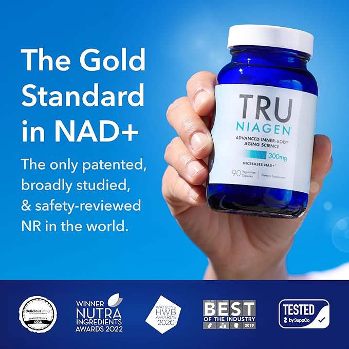 TRU NIAGEN Patented NAD Supplement for Brain Function Anti Aging &amp Cell Regeneration 300mg Niagen 90 Servings | Supports Cellular Energy Muscle | Nicotinamide Riboside (NR) Take 1 Daily | 2 Bo