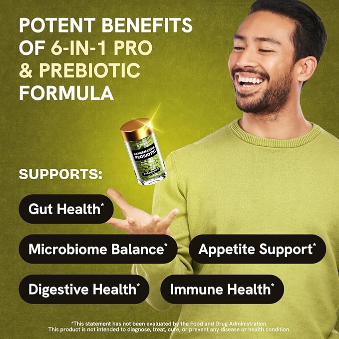 Akkermansia Muciniphila Probiotics 320 Billion CFU| Probiotic and Prebiotic | Akkermansia Probiotics for gut health | Inulin Prebiotic Fiber Capsules Astaxanthin &amp Berberine &amp Chromium 480 cap