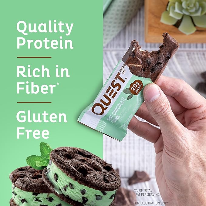 Quest Nutrition Dipped Chocolate Cookies &amp Cream Protein Bars High Protein Low Carb Gluten Free &amp Mint Chocolate Chunk Protein Bars High Protein Low Carb Gluten Free