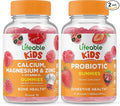 Lifeable Calcium Magnesium &amp Zinc Kids + Probiotic 2 Billion CFU Kids Gummies Bundle - Great Tasting Vitamin Supplement Gluten Free GMO Free Chewable Gummy