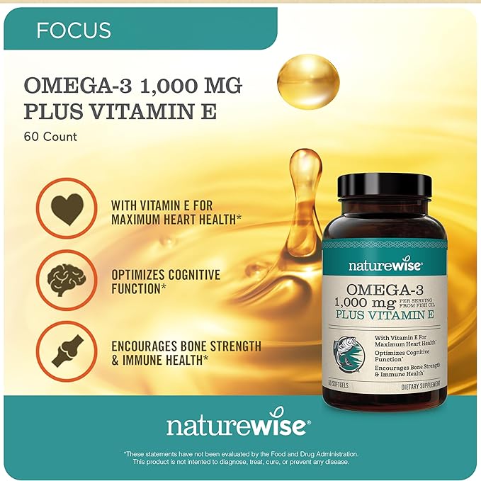 NatureWise High-Potency 1000mg Omega 3 with 600mg EPA 400mg DHA &amp Vitamin E &amp Vitamin D3 5000iu (125 mcg) 1 Year Supply for Healthy Muscle Function