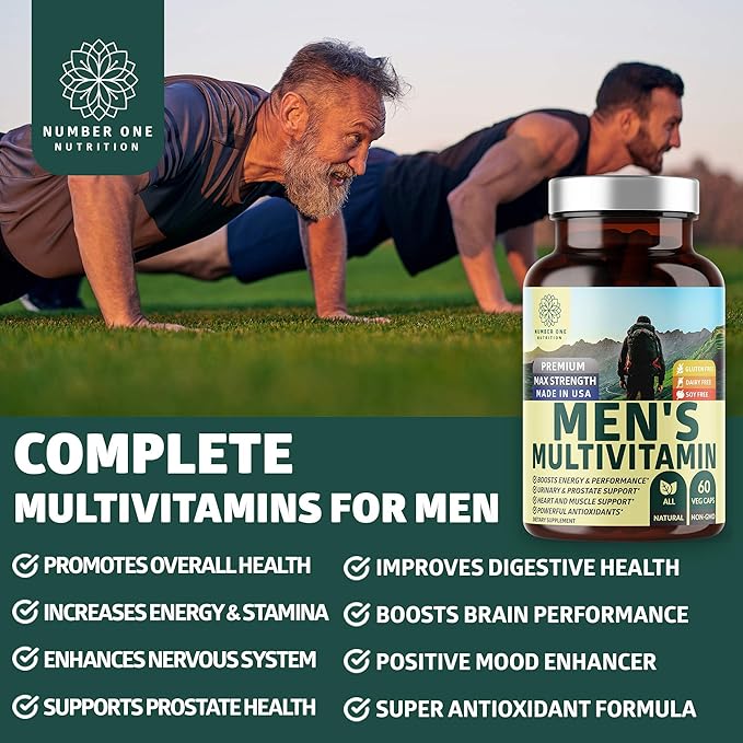 Number One Nutrition N1N Premium Uric Acid Support and Men's Multivitamins All Natural Supplements to Support Energy Levels Prostate Health and Urinary Tract Functions 2 Pack Bundle