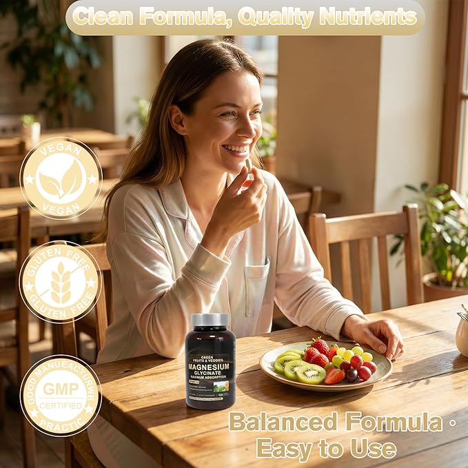 Magnesium Glycinate 500mg with Vitamin D3 | High Absorption Gentle on Stomach | Supports Muscle &amp Bone Function | 120 Vegan Capsules
