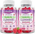 2 Pack Vitamin B1 Gummies 500mg for Adults &amp Kids – High Potency Thiamine B1 Supplement for Energy &amp Nervous System Support Sugar-Free Raspberry Flavor 120 Count