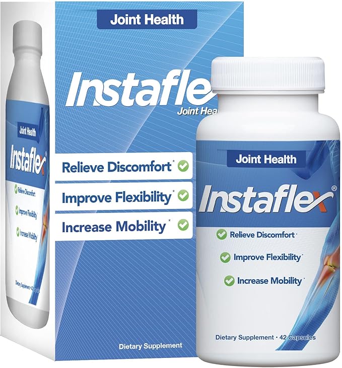 Instaflex Joint Support Supplement for Men and Women - Glucosamine MSM White Willow Turmeric Ginger Cayenne Hyaluronic Acid - 42 Capsules
