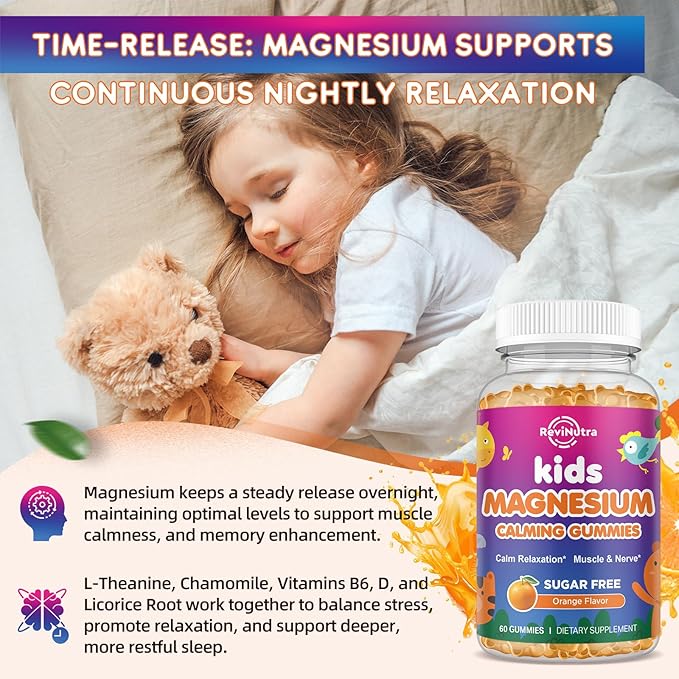 2 Pack Magnesium Glycinate Gummies for Kids &amp Adults Stawberry &amp Orange Flavor