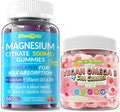 2 Pack Magnesium Citrate Gummies 500mg for Women Men Sugar-Free + Omega 3 Gummies for Kids 4+ with DHA Vitamin D3 K2