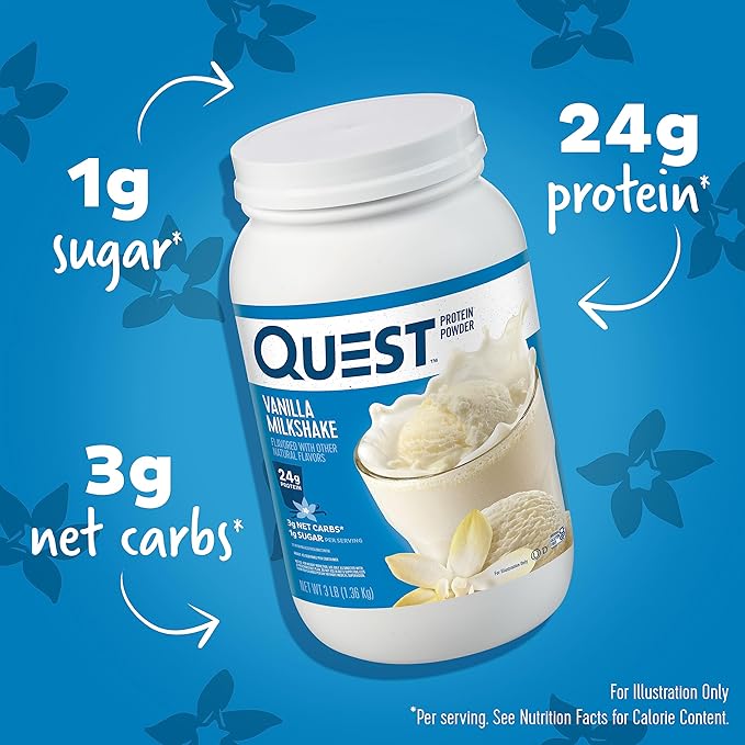 Quest Nutrition Vanilla Milkshake Protein Powder 24g of Protein 1g of Sugar Low Carb &amp Chocolate Milkshake Protein Powder 22g Protein 1g Sugar Low Carb Gluten Free