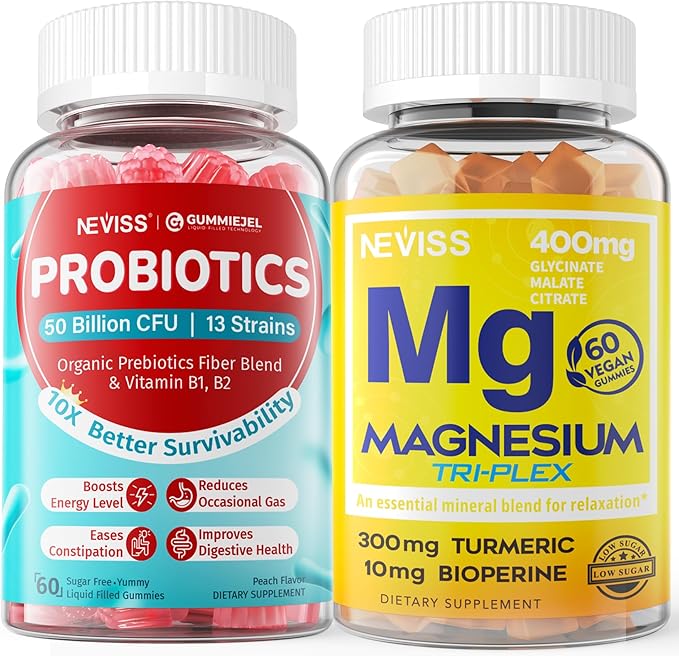 Magnesium Gummies with Turmeric + Sugar Free Probiotics Gummies