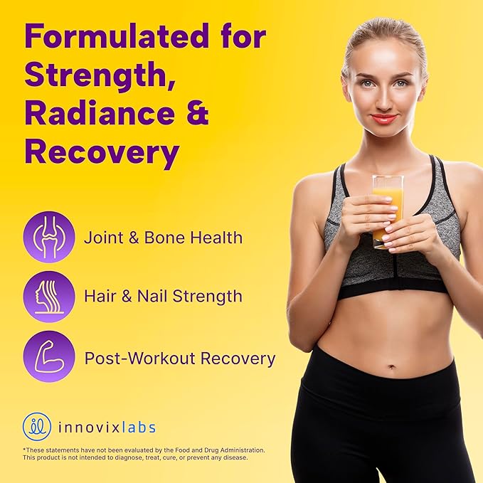 InnovixLabs Collagen Peptides Powder Unflavored | Hydrolyzed Type I &amp III Collagen Protein | Vital for Skin Hair Nails &amp Joints | Easy Mixing with Nutrients for Women &amp Men