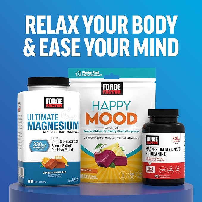 Force Factor Amazing Ashwa Complete Calm Support KSM-66 Ashwagandha Like Ashwangandha Gummies to Promote Calm &amp Relaxation with Magnesium &amp L-Theanine Blueberry Pomegranate 180 Soft Chews