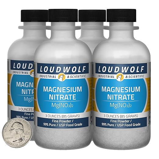 Magnesium Nitrate / 12 Ounces / 4 Bottles / 99% Pure USP Food Grade/Fine Powder