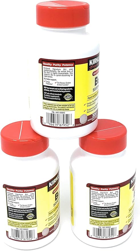 Kirkland Signature Sublingual B-12 5000 mcg 3 Bottles (300 Tablets)