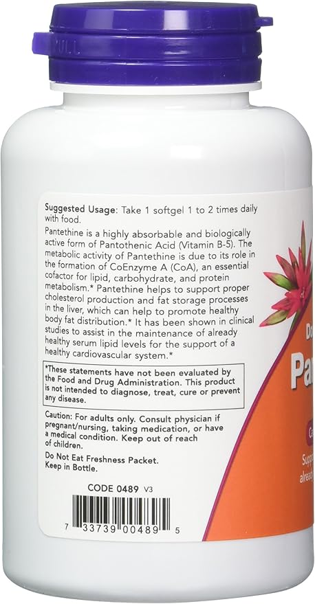 NOW Foods Pantethine 600 mg 60 Softgels (Pack of 2)
