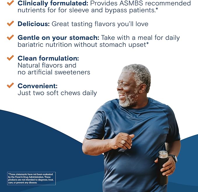 Bariatric Fusion Bariatric Multivitamin Soft Chew | Tropical Fruit Flavor | Chewy for Post Bariatric Surgery Patients Including Gastric Bypass and Sleeve Gastrectomy | 60 Count | 1 Month Supply
