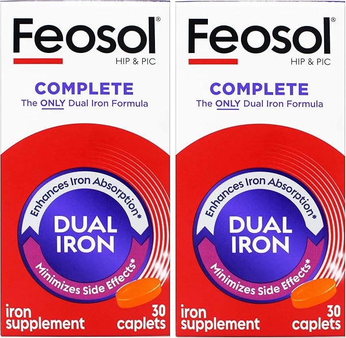 Feosol Bifera Hip &amp PIC Iron Supplement Complete - 30 Caplets Pack of 2