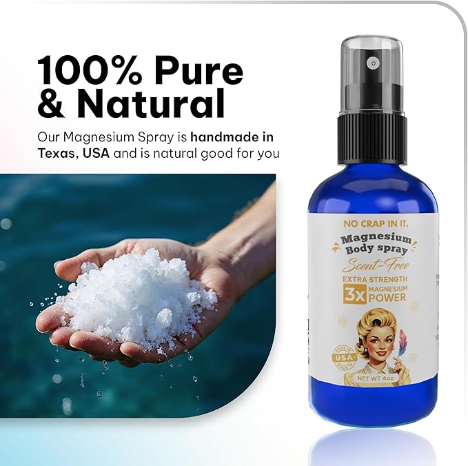 No Crap In It Intense Relief Magnesium Spray Triple Power – Magnesium Chloride Witch Hazel Spray with Lavender Essential Oil for Relaxation Recovery &amp Daily Wellness – 4 oz (Scent Free)