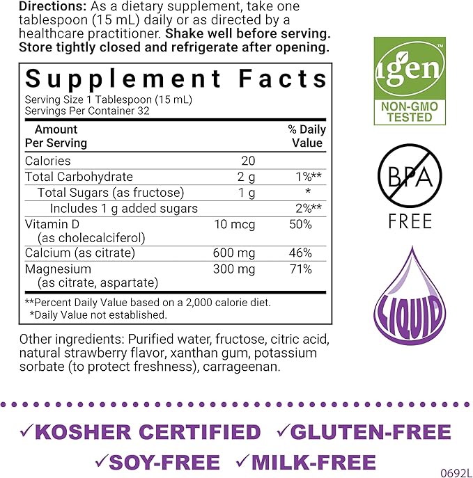 Bluebonnet Nutrition Liquid Calcium Magnesium Citrate &amp Vitamin D3 Daily Bone Support Supplement - Strawberry &amp Mixed Berry Bundle