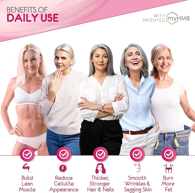 AgelessLX Powder Supplement for Women - with HMB Collagen Enhancer Plus Vitamin D3 with K2 Horsetail and Biotin for Lean Muscle and Stronger Hair and Nails - 30 Powder Packets Strawberry Lemonade