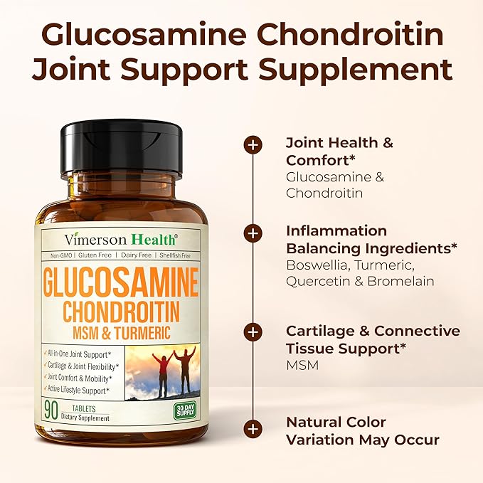 Glucosamine Chondroitin MSM – Joint Support Supplement for Women and Men with Glucosamine Sulfate 1500 mg Chondroitin and MSM – for Cartilage Joint Health and Flexibility – 90 Tablets