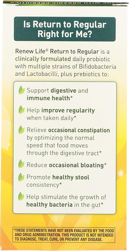 RENEW LIFE Return to Regular Probiotic 60 CT