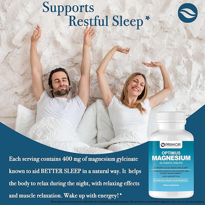 Magnesium Glycinate (Chelate) – High Absorption - Non GMO – Vegan | Supports Calm Mood Sleep | Supports Muscle Relaxation &amp Stress Management | 120 Count