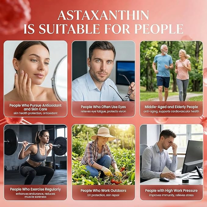 Zeria Astaxanthin 12mg Natural Microalgae Antioxidant Supplements Helps Protect Cells from Oxidative Stress Skin Firmness &amp Elasticity Promotes Healthy Skin and Eyes 150 Softgels